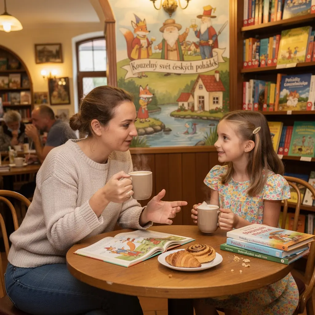 Pohled na regГЎl plnГЅ rЕЇznГЅch knih pro dД›ti, od obrГЎzkovГЅch po dobrodruЕѕnГ© pЕ™Г­bД›hy.