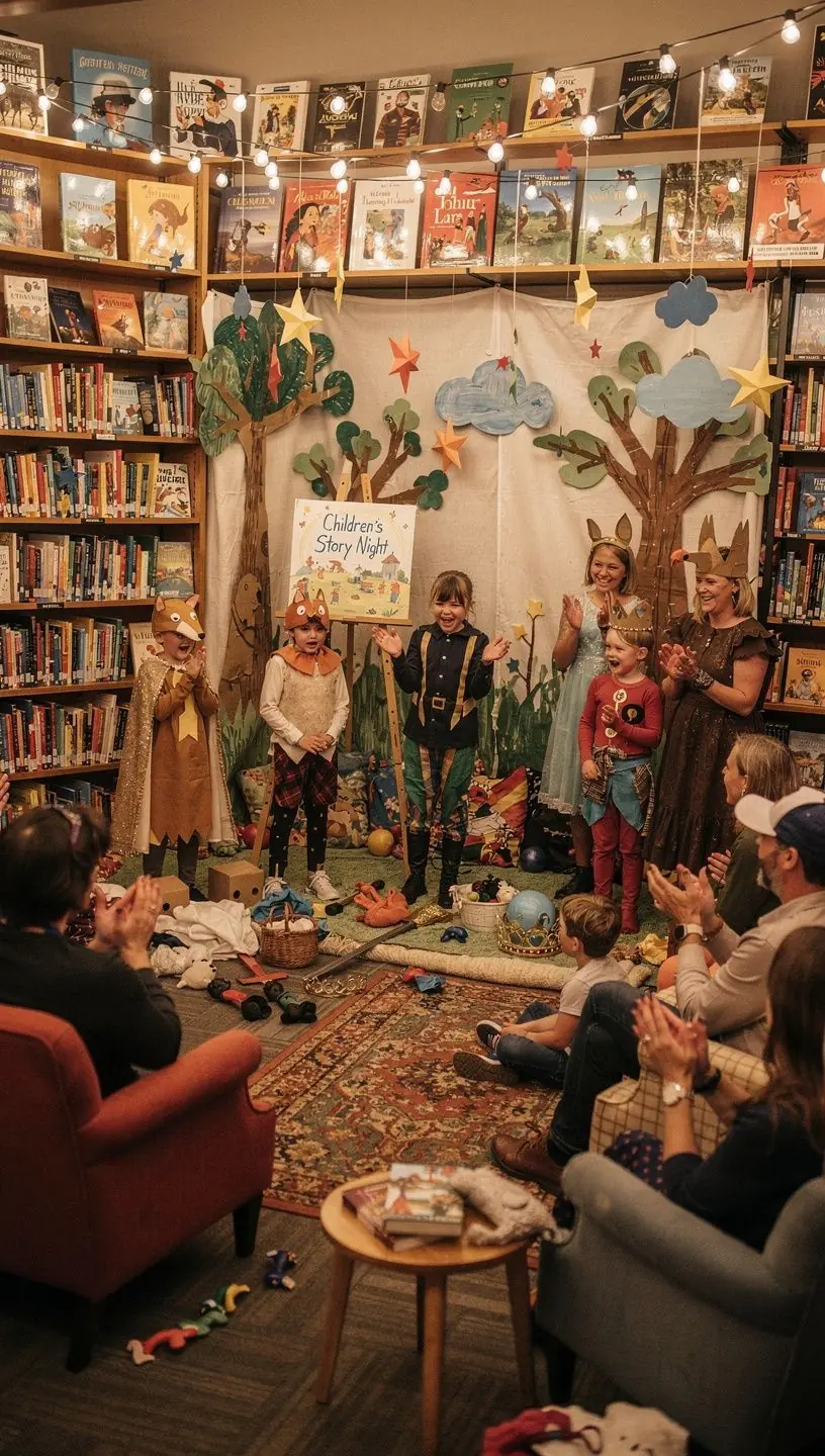 DД›ti se usmГ­vajГ­ a ДЌtou knihu na trГЎvД› v parku s hraДЌkami kolem.